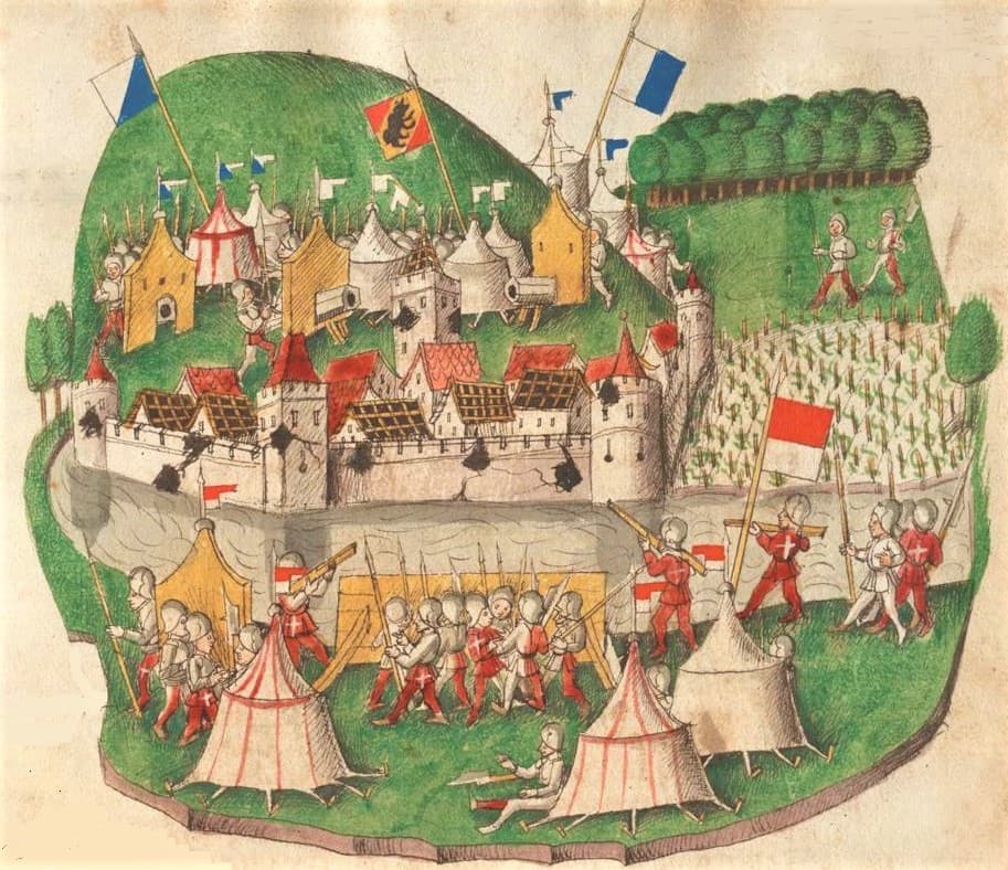 Spříseženci obléhají Waldshut, Tschachtlanchronik (1470)