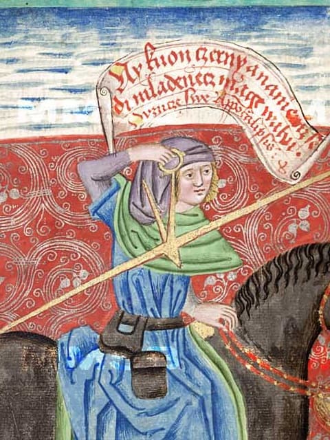Obchodník v baretu na výřezu z Jenského kodexu (1490-1510).