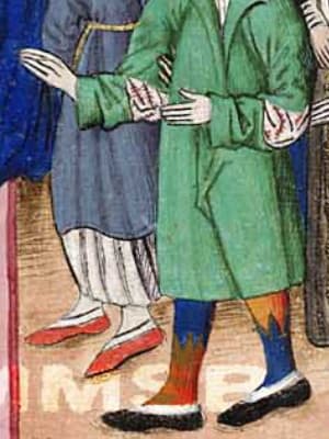 Střevíce s límcem, výřez z Jenského kodexu (1490-1510)
