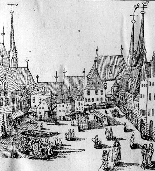 Chebské náměstí na vyobrazení z roku 1472