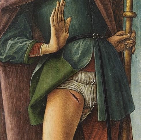 Na obraze sv. Rocha z roku 1480 italské provenience je vidět, že spodky slipového střihu byly prakticky stejné v celé tehdejší Evropě. V tomto případě se jedná o druhý typ s tkanicí zavazovanou uprostřed.
